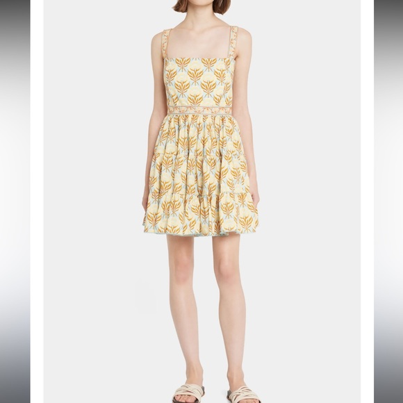 NWT - Agua Bendita Lima Floral-Print Fit-&-Flare Mini Dress - Picture 1 of 7